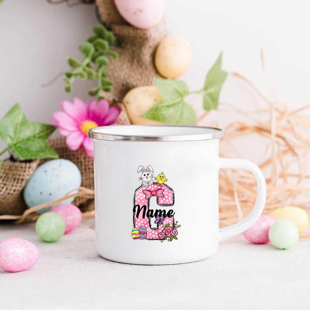 Personalized Easter Bunny Enamel Mug for Kids – Name Gift