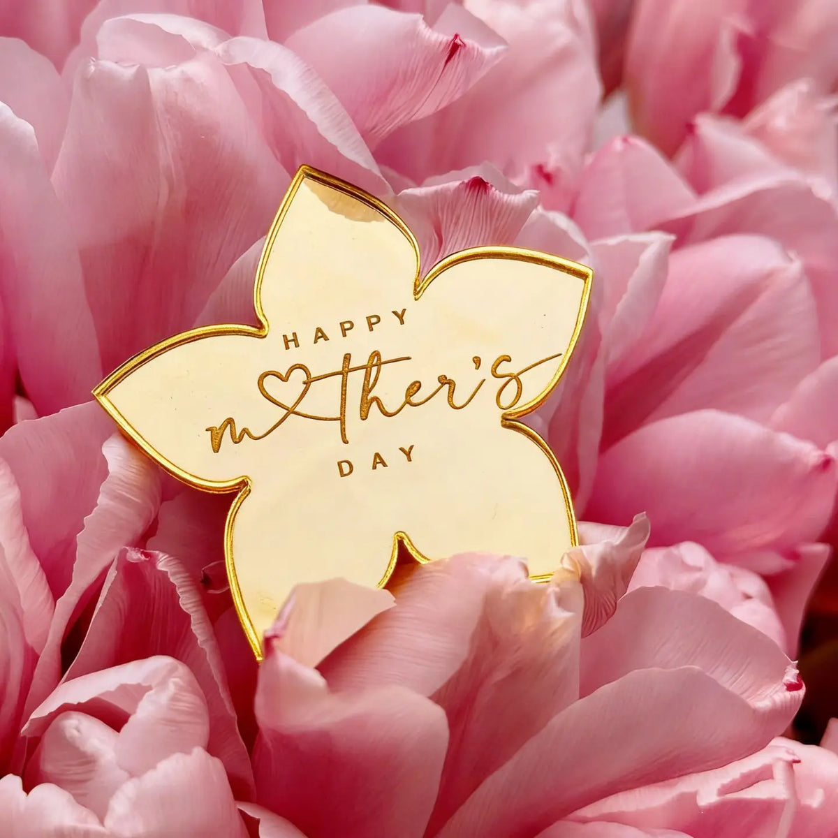 Happy Mother's Day Gold Acrylic Cake Topper | Mirror Finish