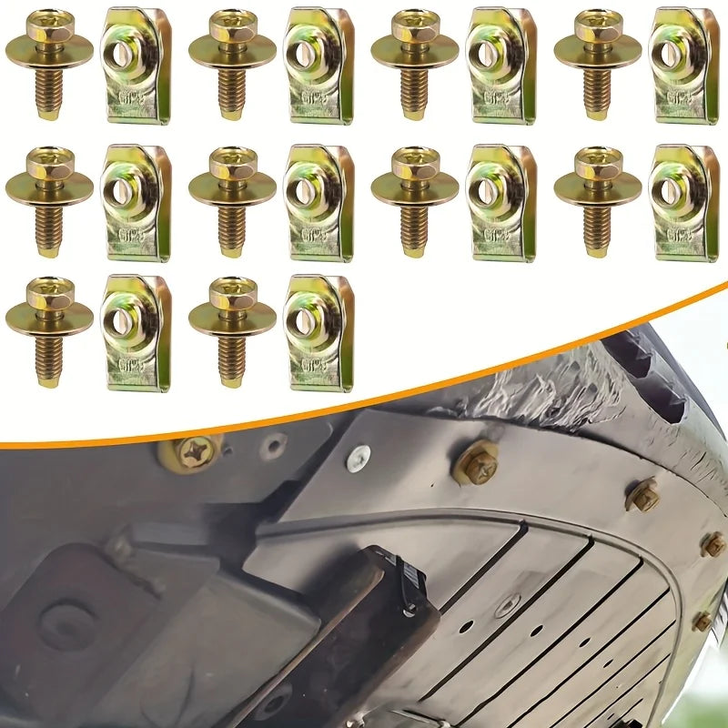 20-Pair M6 U-Nut Car Clips with Hex Washers – Auto Fasteners