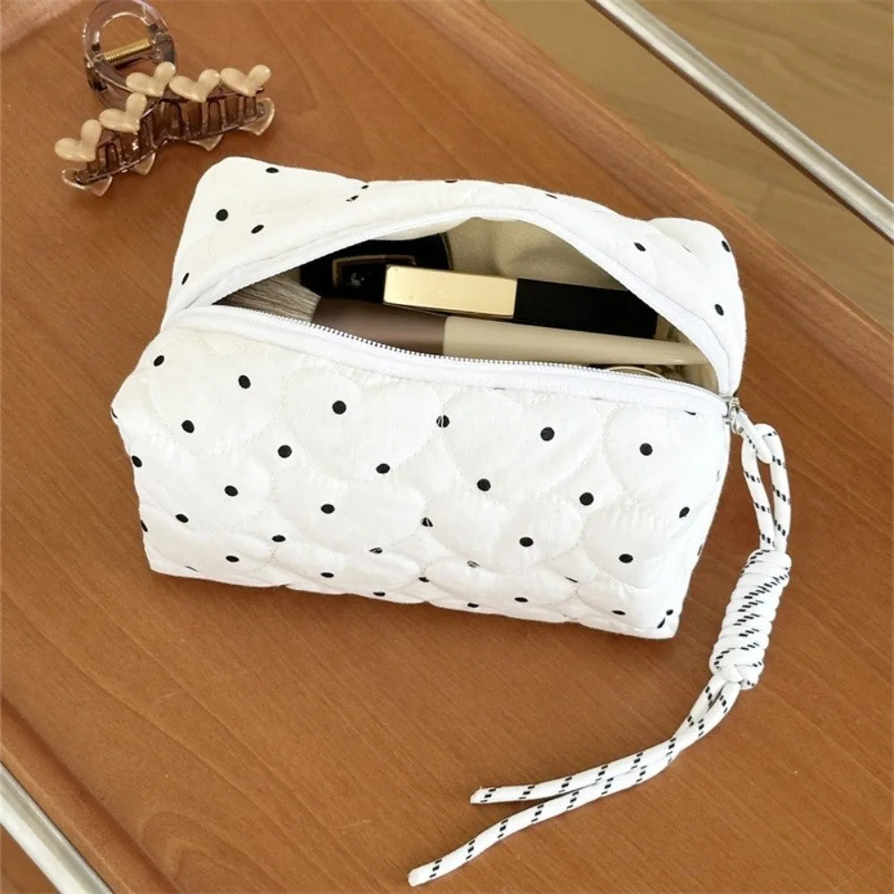 Quilted Polka Dot Makeup Bag – Ultralight Travel Cosmetic Bag