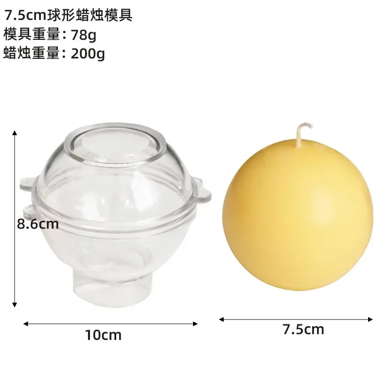Spherical Candle Mold Kit – 5–10cm Round Ball Acrylic Molds