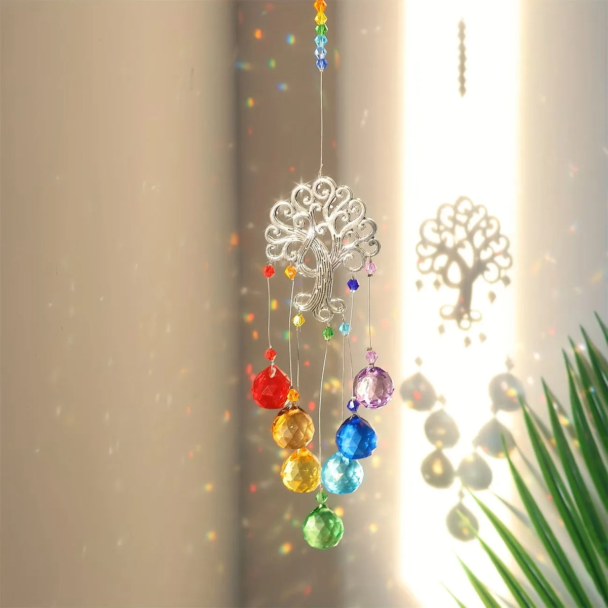 Seven Chakra Tree of Life Crystal Ball Rainbow Sun Catcher