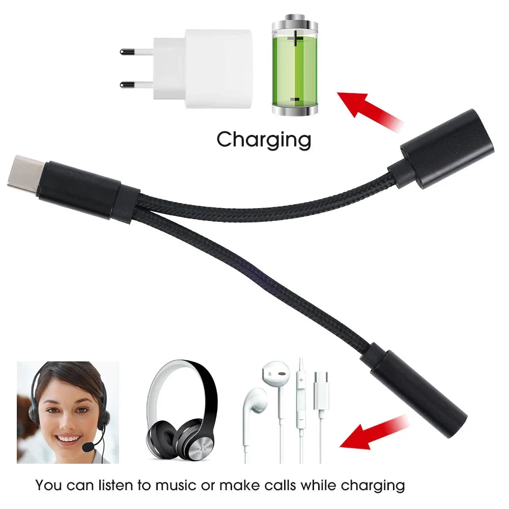 2-in-1 USB-C to 3.5mm Audio & Charging Adapter Cable