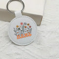 Personalized Flower Name Leather Keychain – Gift for Her