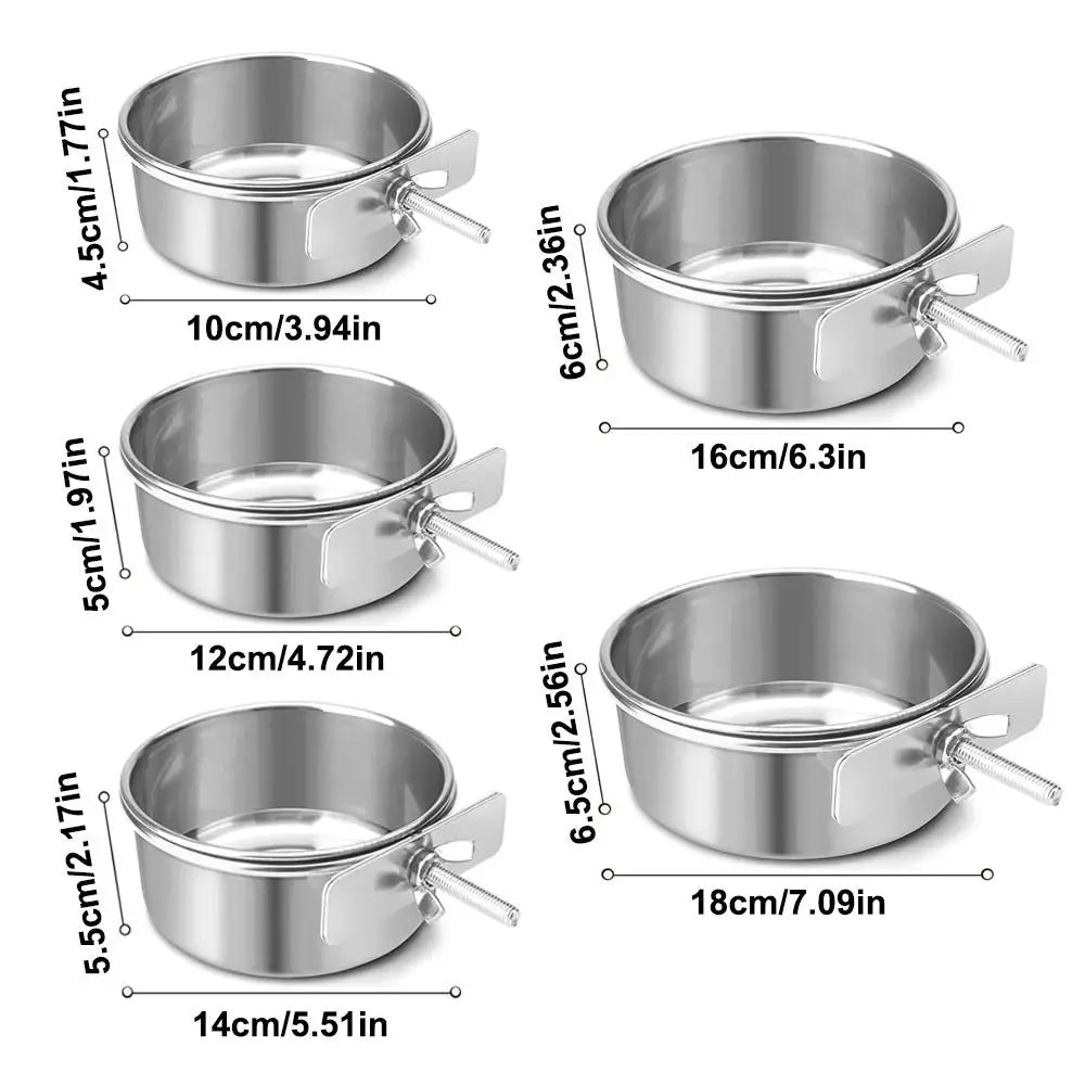 Stainless Steel Hanging Cage Bowl – Pet Feeder Dish
