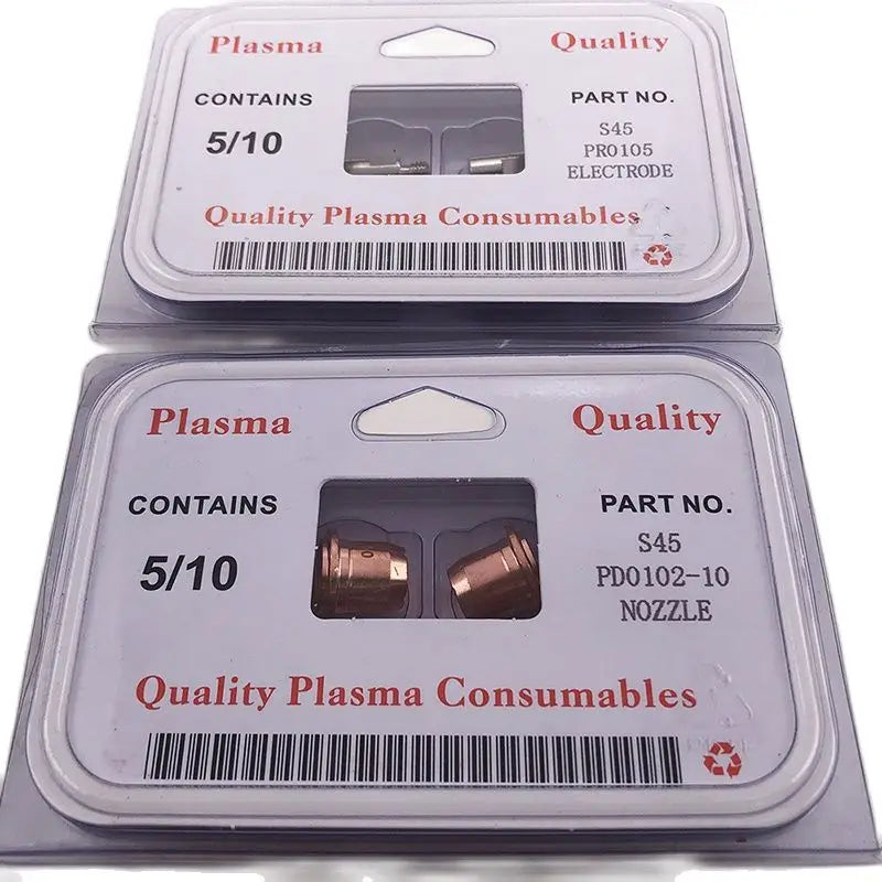 S45 50A Plasma Torch Consumables – 10pc Electrode & Nozzle Tips