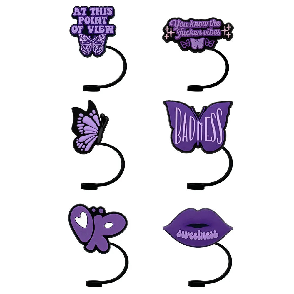 Silicone Butterfly Straw Cover Cap 10mm – Purple Stanley Topper