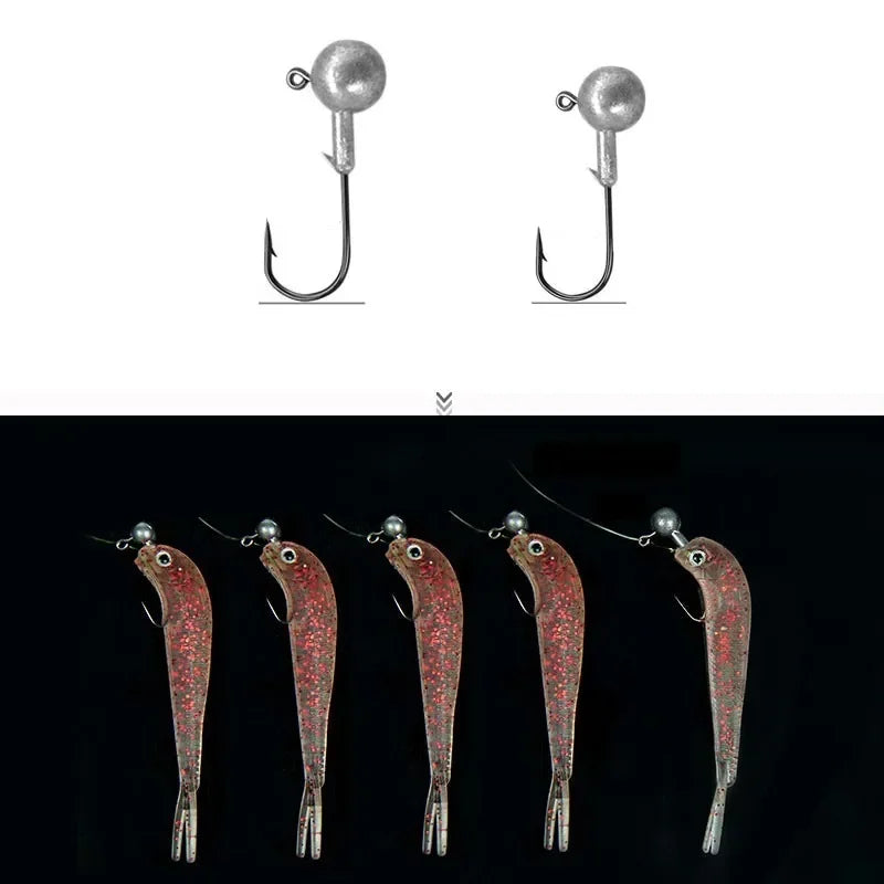 5-Pack Soft Cluster Fishing Lure – 3D Eyes Wobbler Bait Set
