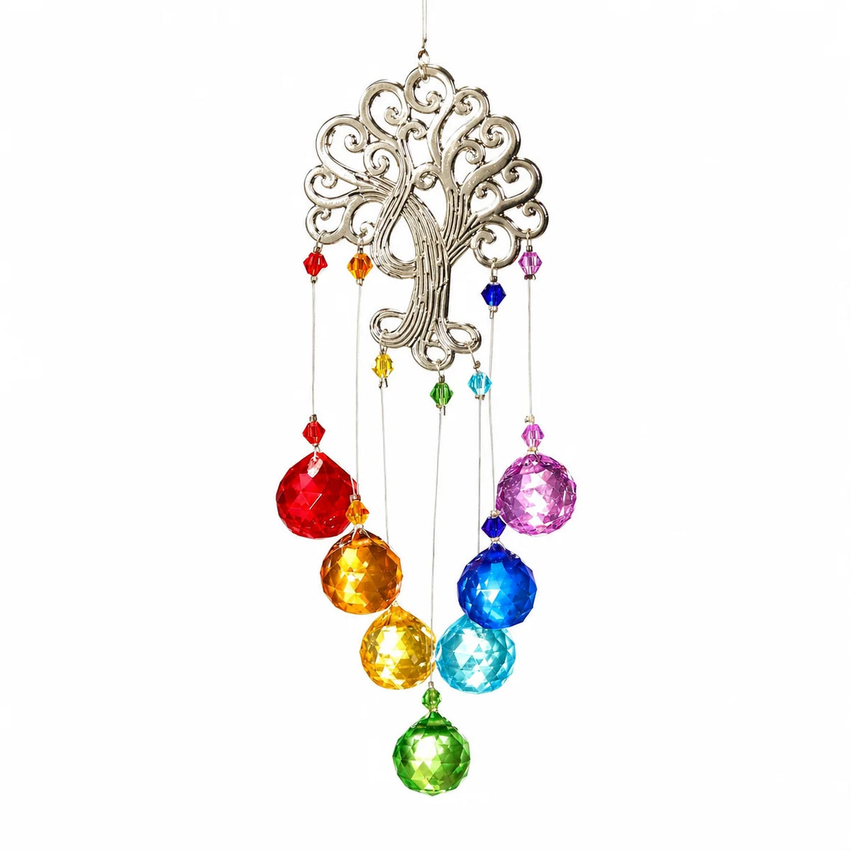 Seven Chakra Tree of Life Crystal Ball Rainbow Sun Catcher
