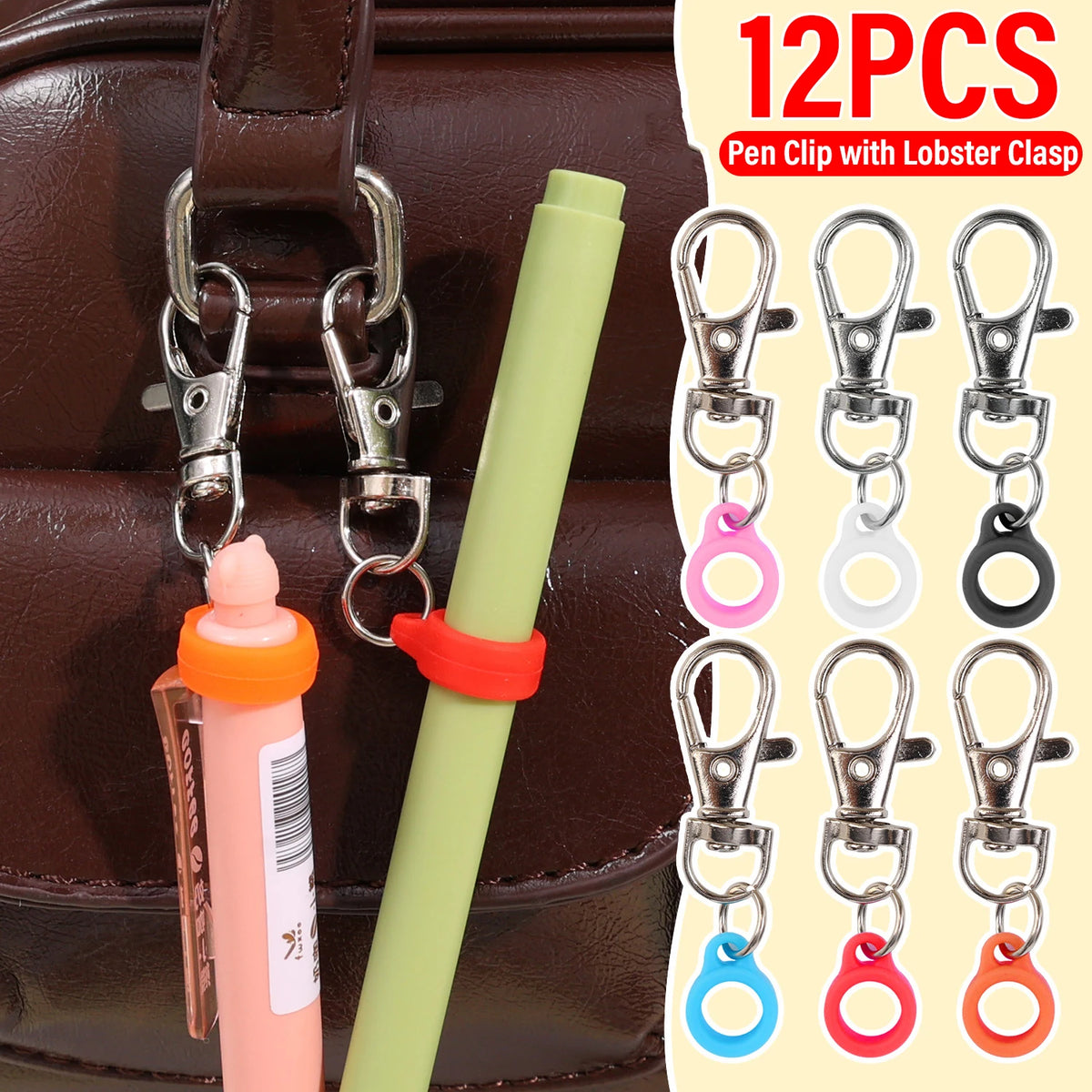 Silicone Pen Clip with Lobster Clasp | Anti-Lost Pen Holder