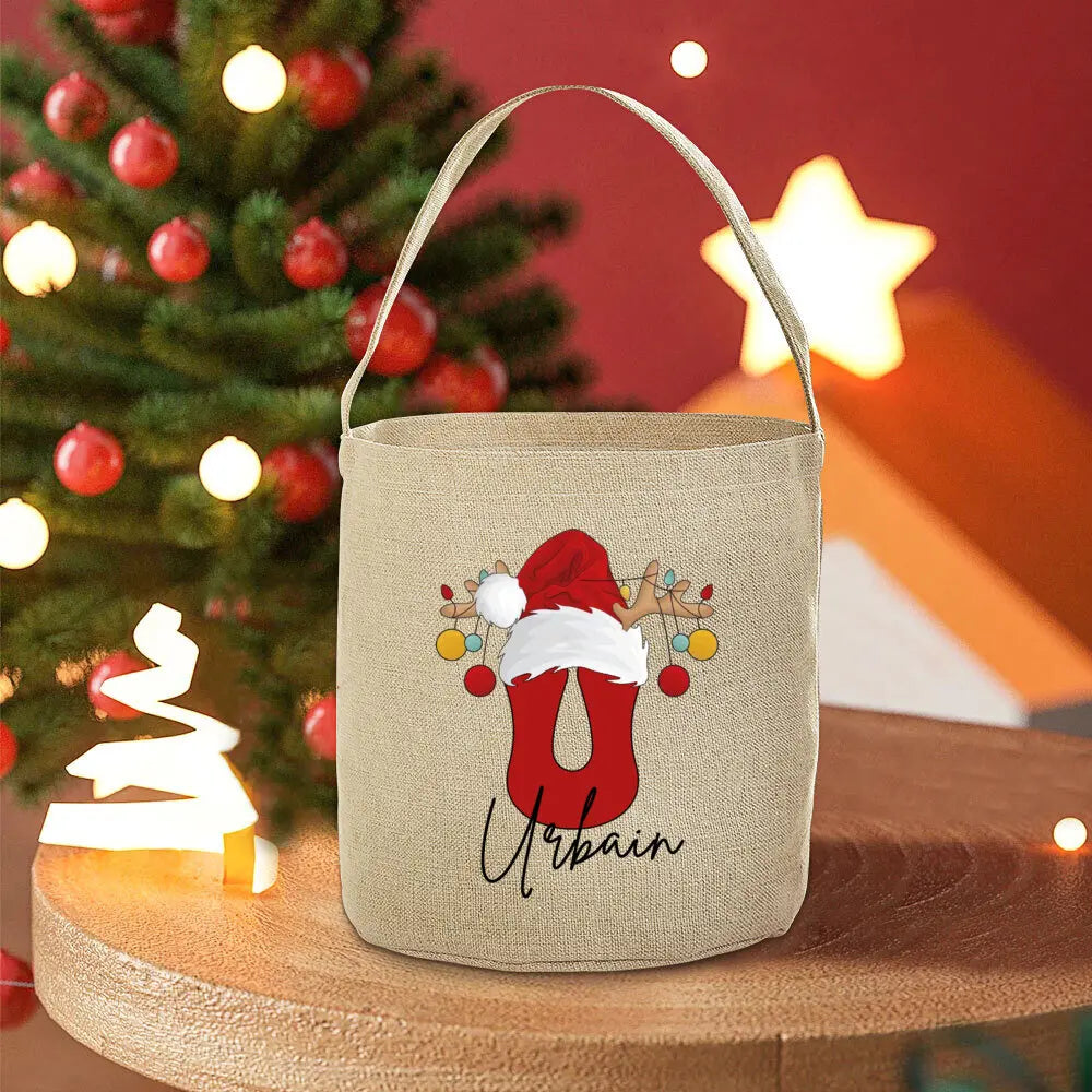 Personalized Name Christmas Santa Sack Tote Bag for Kids