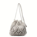 Boho Macrame Bucket Bag – Handmade Woven Drawstring Crossbody