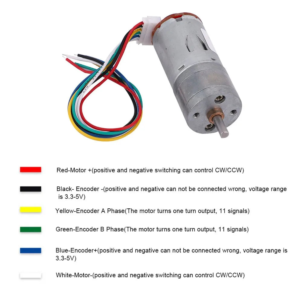 DC 12V Encoder Gear Motor Kit – 65mm Wheel, Metal Gearbox