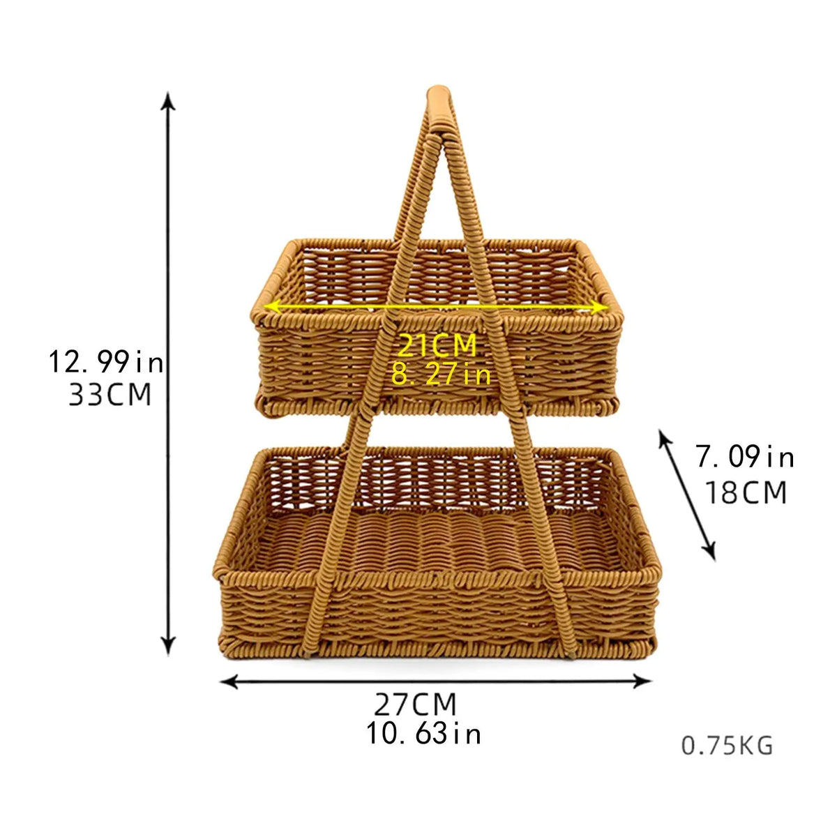 Woven Basket Countertop Organizer with Handle – 2-Tier