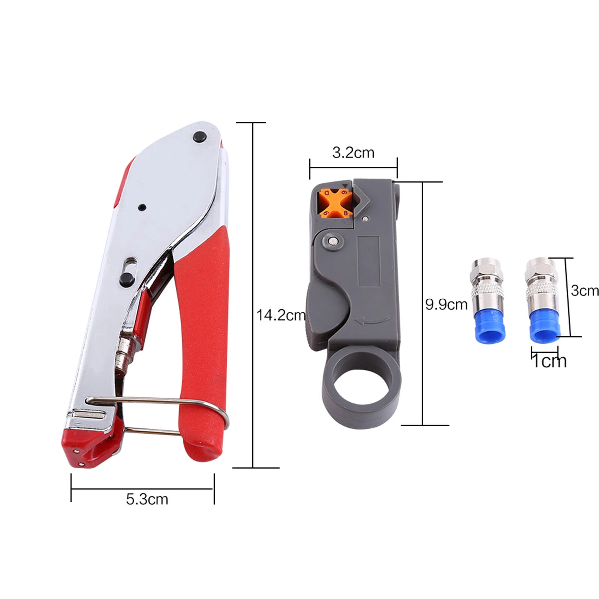 RG6/RG59 Coaxial Cable Stripper & Compression Crimping Tool Kit
