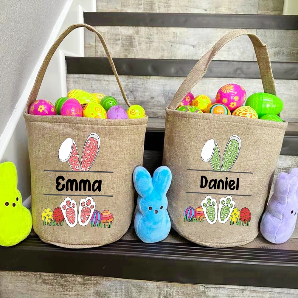 Personalized Easter Bunny Tote Bag | Kids Candy Bucket