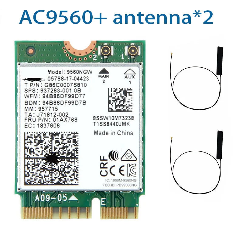 WDXUN AC 9560 Dual-Band Wi-Fi Bluetooth 5.0 M.2 NGFF Card