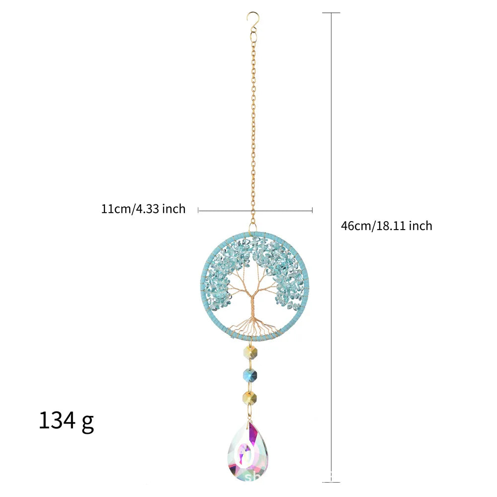 Tree of Life Crystal Suncatcher | Rainbow Prism Window Decor