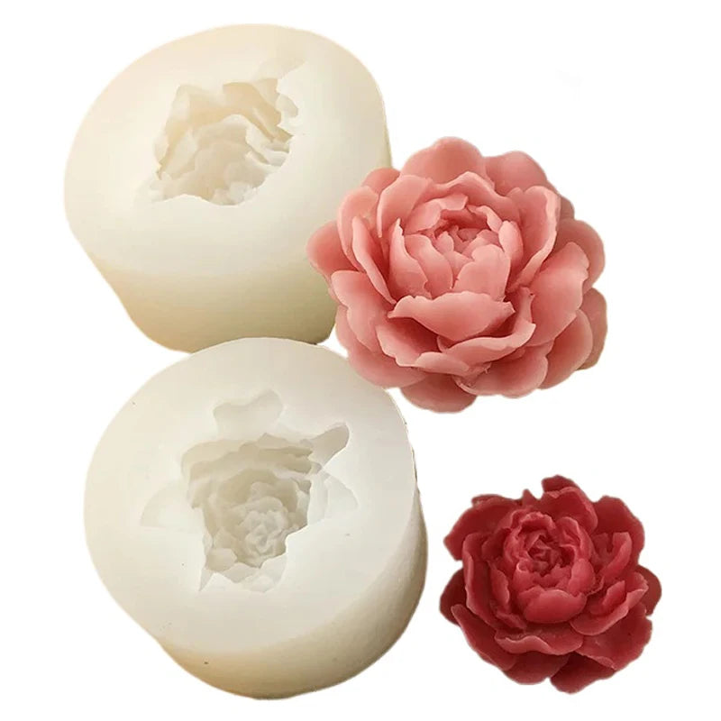 3D Flower Silicone Mould – Rose Peony Candle Soap Resin Craft