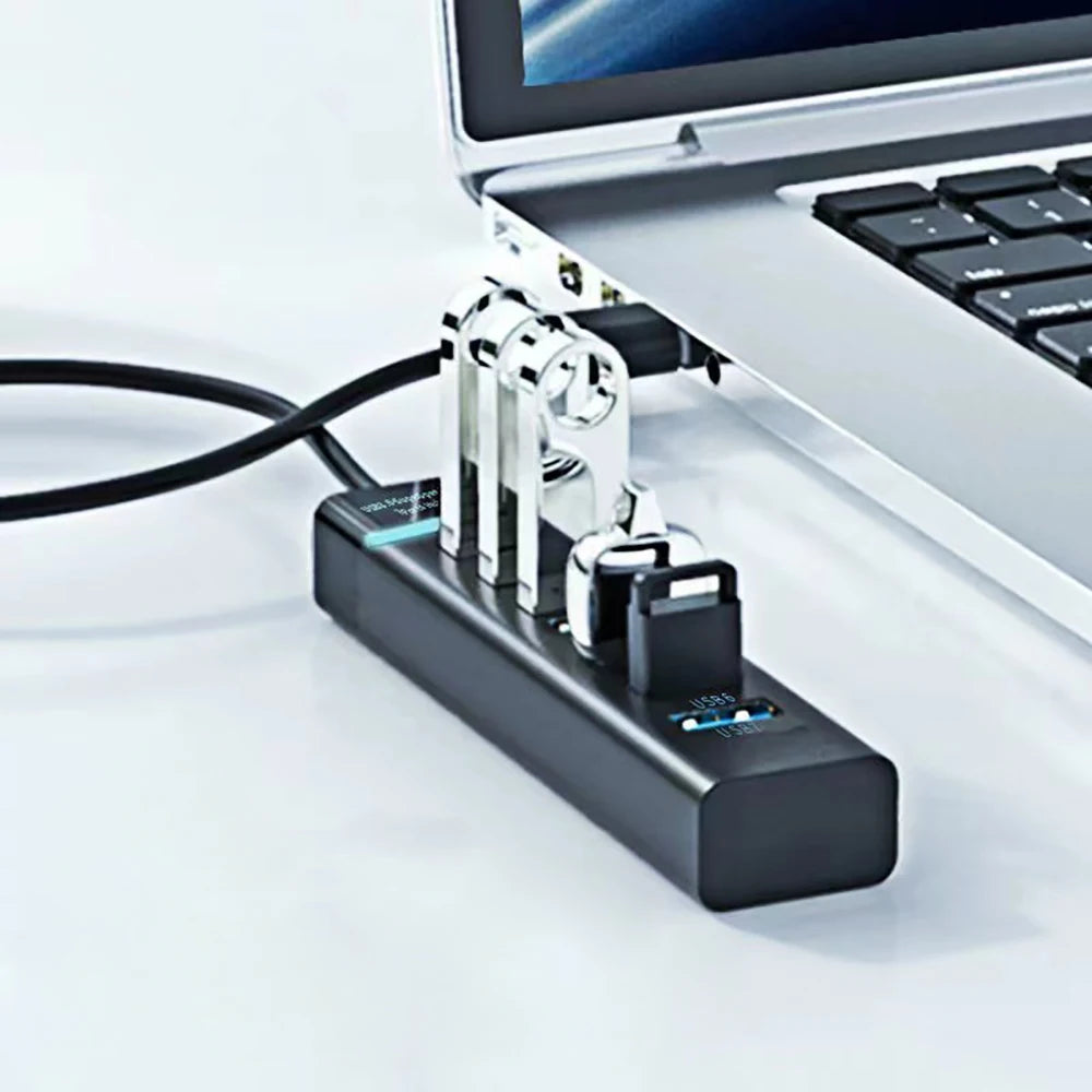 OULLX 7-Port USB 3.0 & 2.0 Hub Splitter with DC Power Port