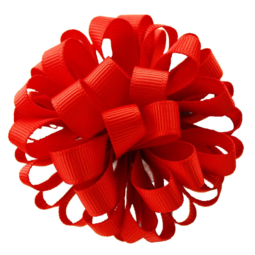 2-Pack Girls Grosgrain Ribbon Loopy Puff Hair Bow Clips