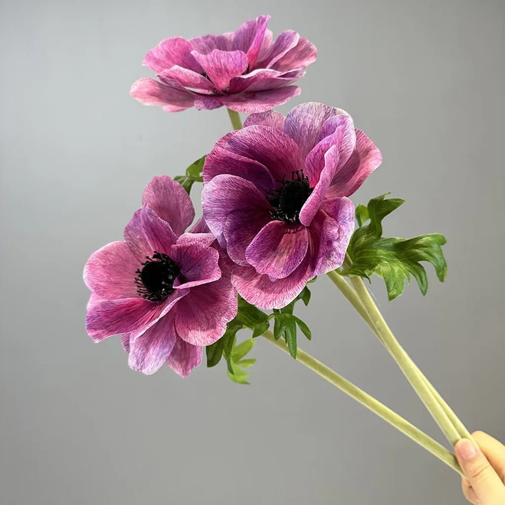 Single Stem Artificial Anemone Silk Flower – Multi-Color