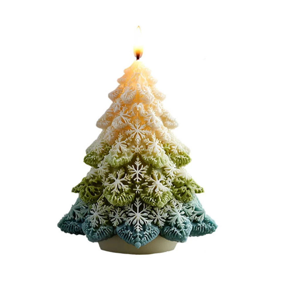 Christmas Silicone Candle Mold – Snowflake & Tree Design