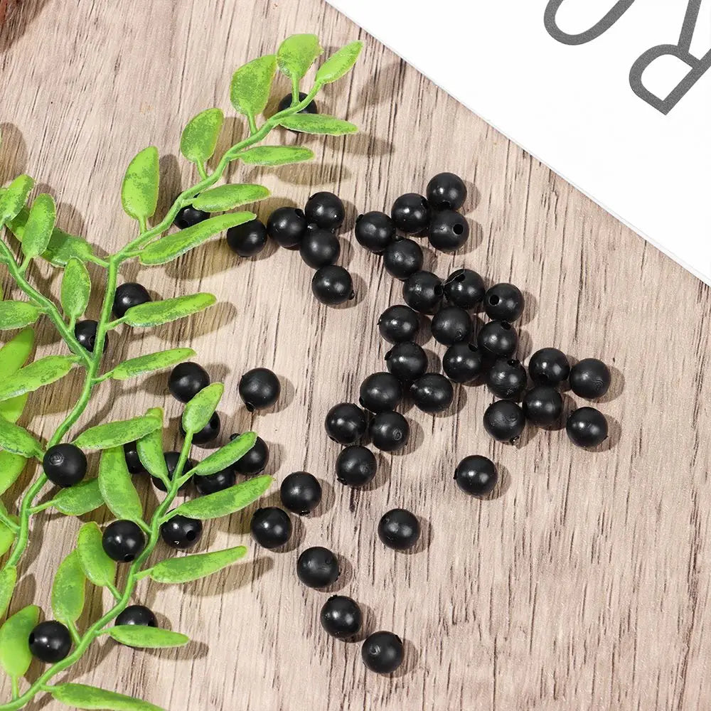 Black Plastic Fishing Beads 100PCS – Round Stop Beads 3–12mm