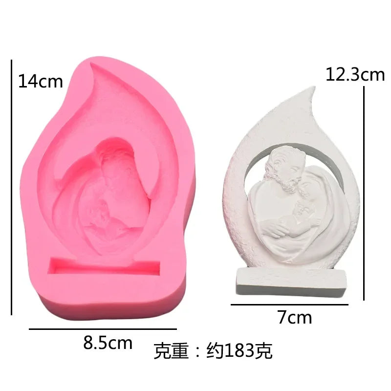 3D Jesus & Madonna Silicone Mold – Candle Soap Resin Plaster