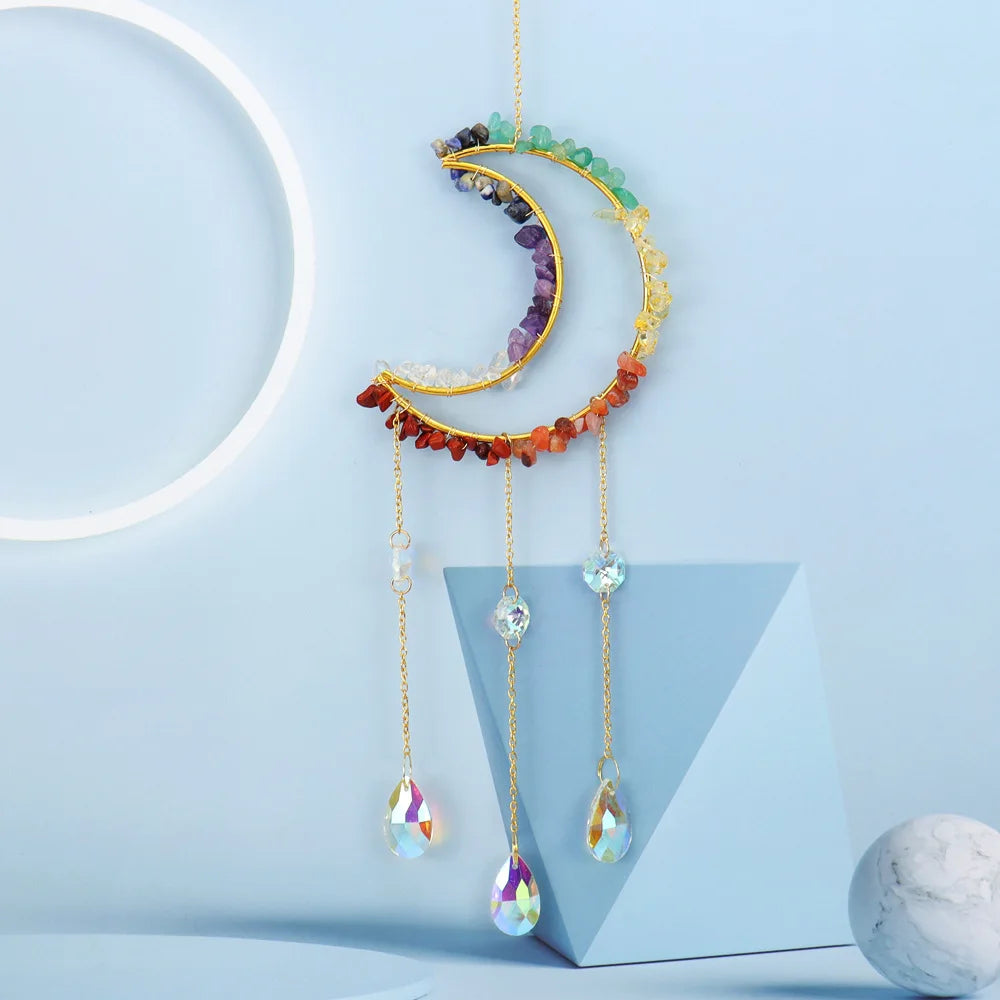 Moon Crystal Suncatcher – Rainbow Hanging Window Decor