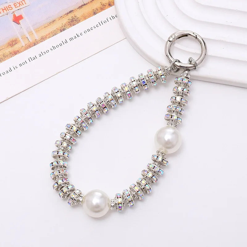 Pearl Rhinestone Bracelet Phone Wrist Strap Lanyard Charm