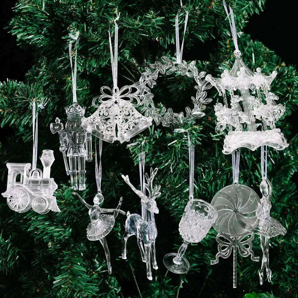 Acrylic Crystal Christmas Hanging Ornaments – Angel & Elk Pendants
