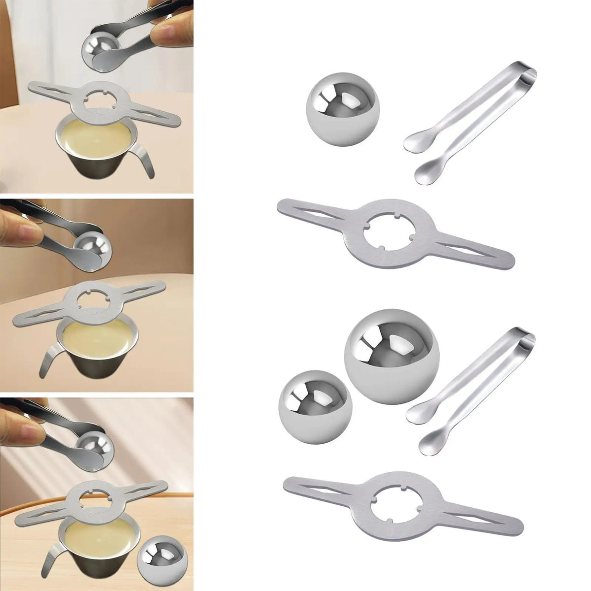 Kesoto Stainless Steel Coffee Ice Ball Stand Set with Clip