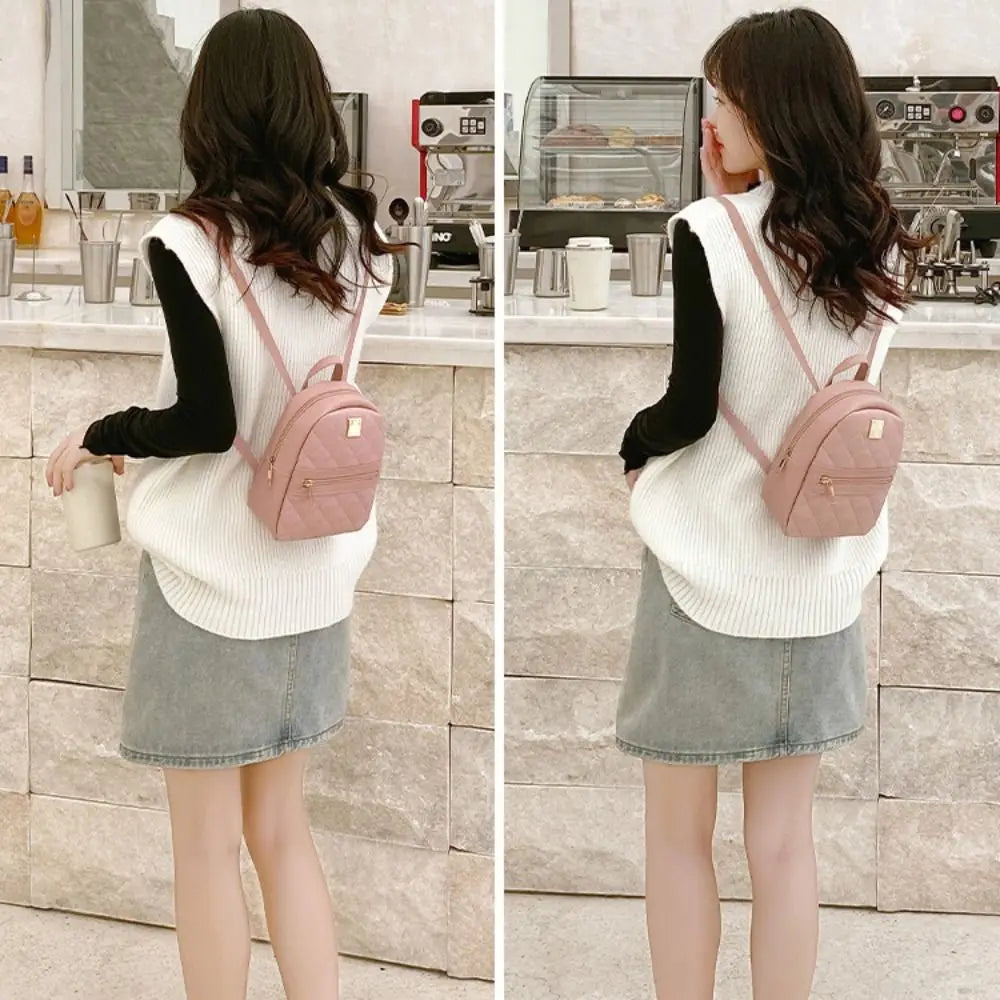 Embroidered Mini PU Leather Backpack – Women's Travel Bag