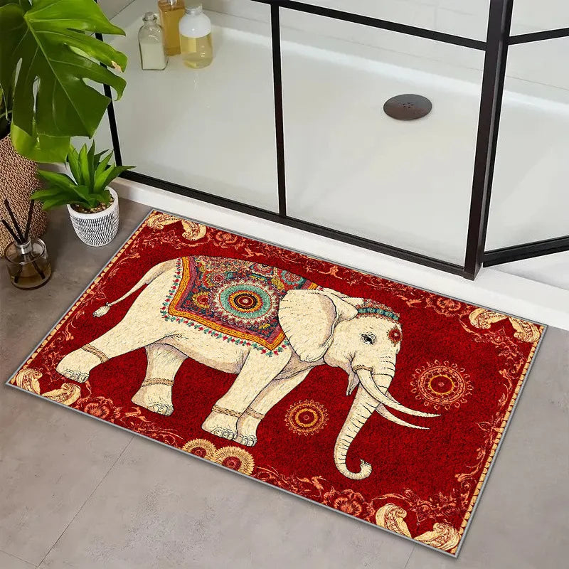Vintage American Flag Elephant Mandala Doormat | Patriotic Rug