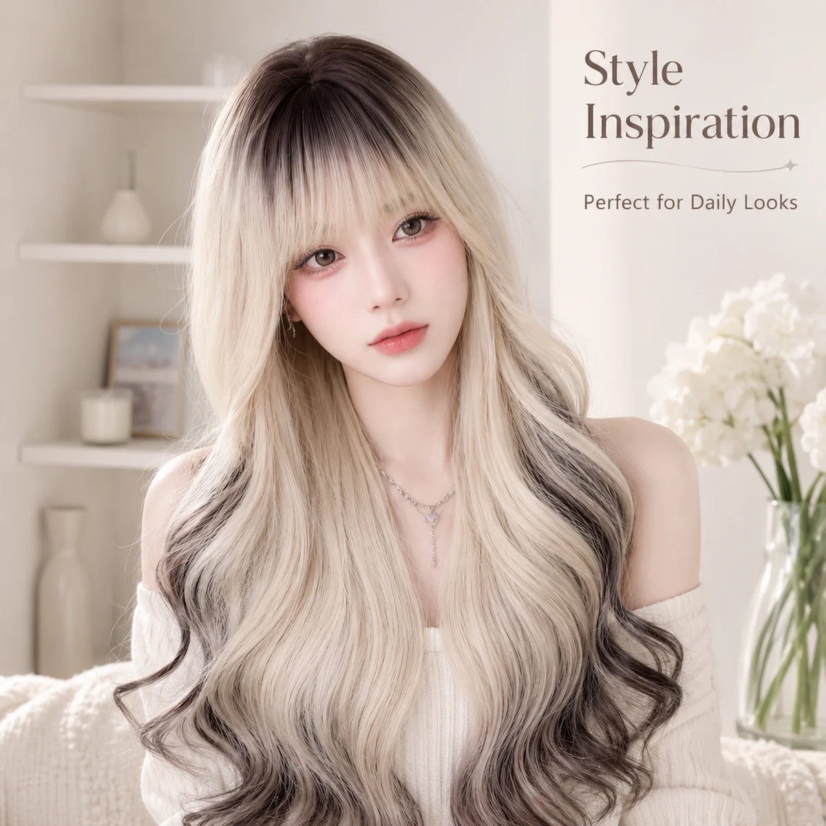 Gradient Long Curly Synthetic Wig – Full Head Cover 26 in