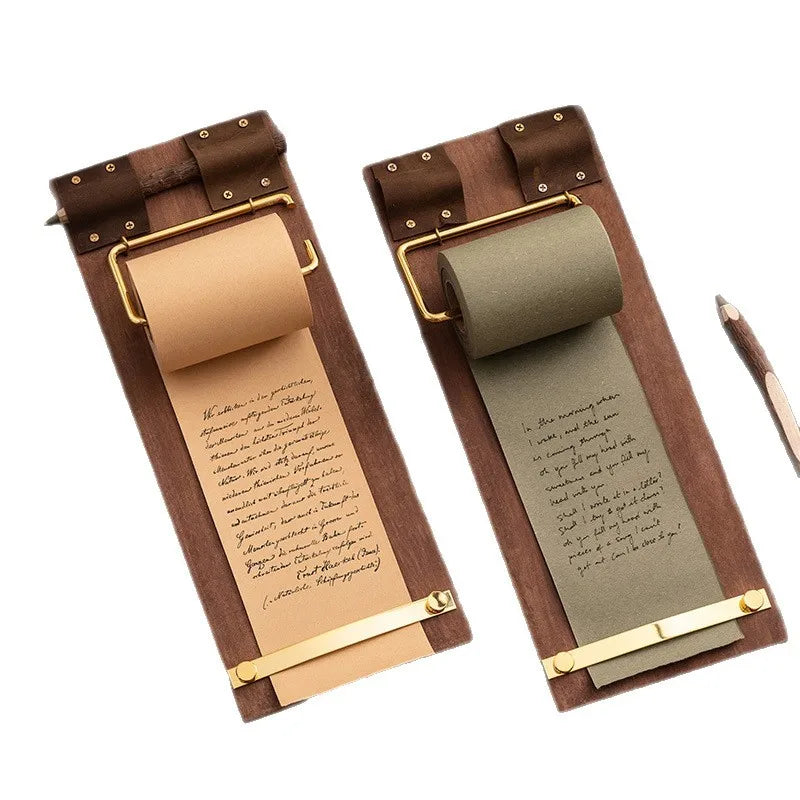 Retro Hangable Wooden Clip Note Board & Tearable Memo Roll