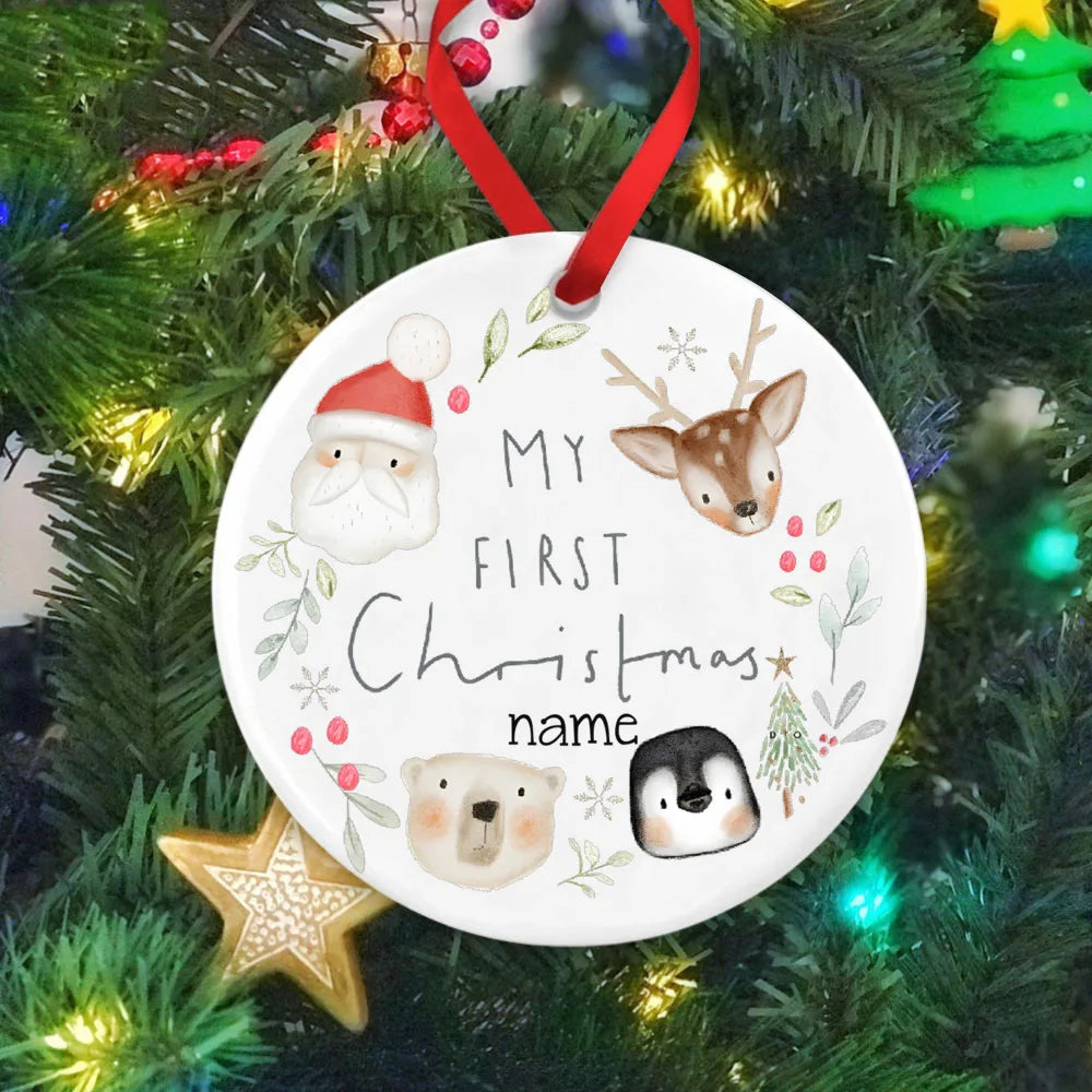 Personalized Baby's First Christmas Ornament 2025 – Ceramic