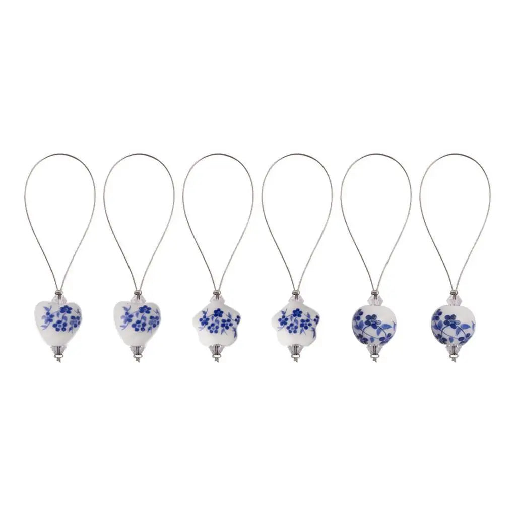 Blue & White Porcelain Knitting Stitch Markers – 6 or 10 Pc