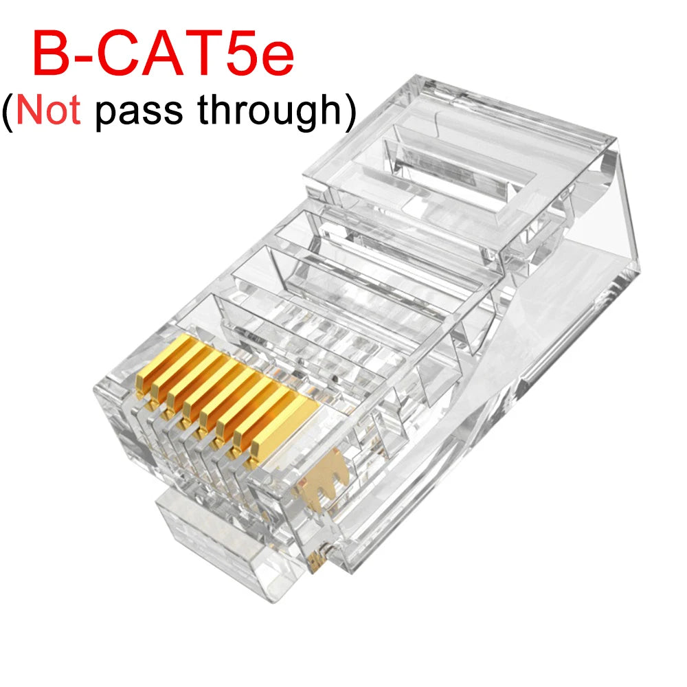 RJ45 CAT6 CAT5e Ethernet Connectors – Transparent Crystal Heads
