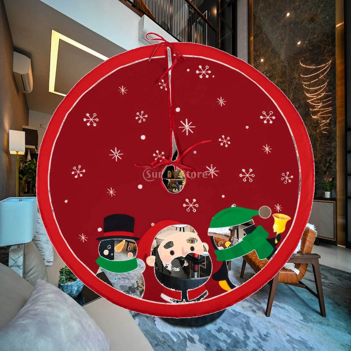 Christmas Tree Skirt Round Mat – Rustic Holiday Decor