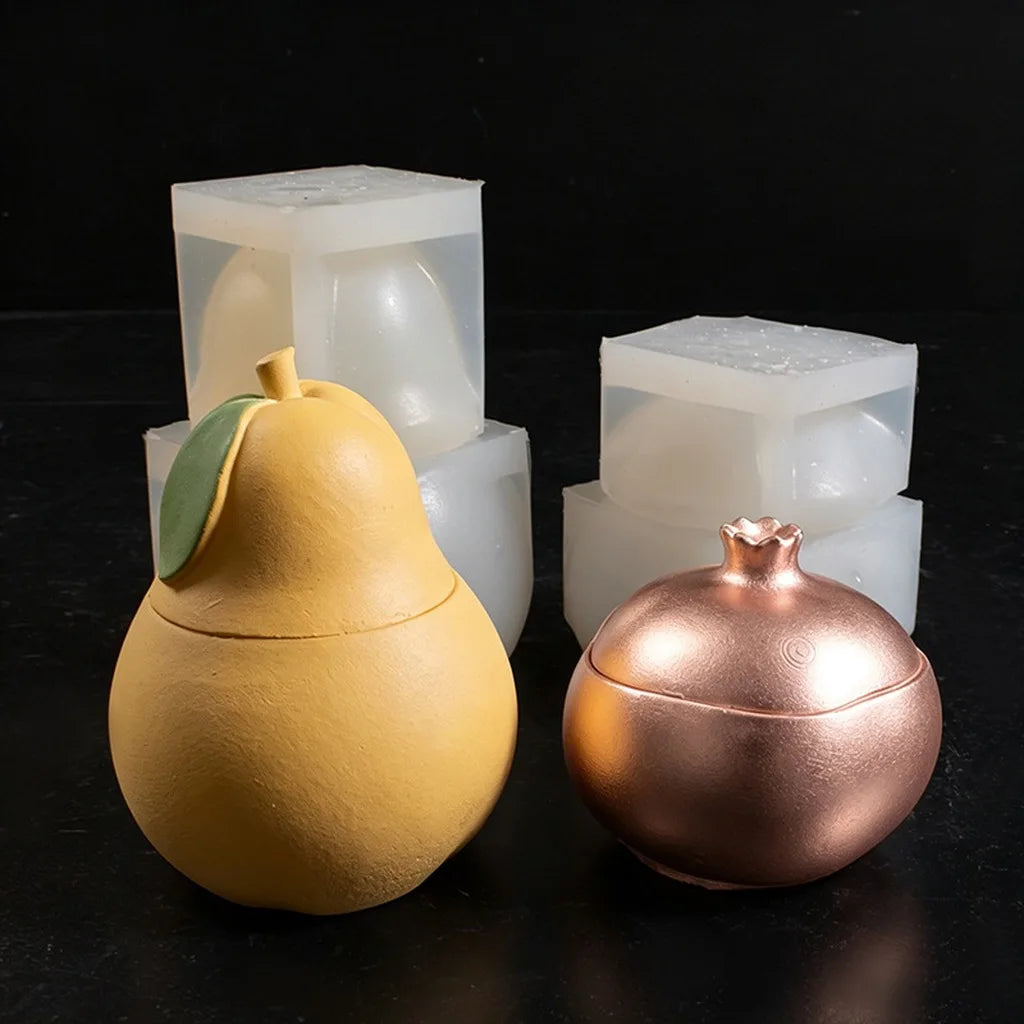 3D Fruit Silicone Molds – Pomegranate & Pear DIY Craft Set