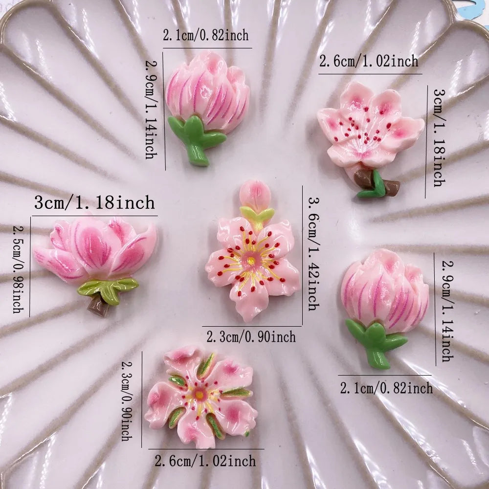 10PCS Resin Flower Flatback Figurines for DIY Crafts & Scrapbook