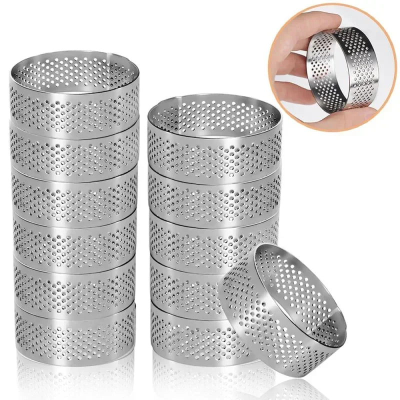 Perforated Stainless Steel Round Tart Rings – Mousse & Dessert Molds