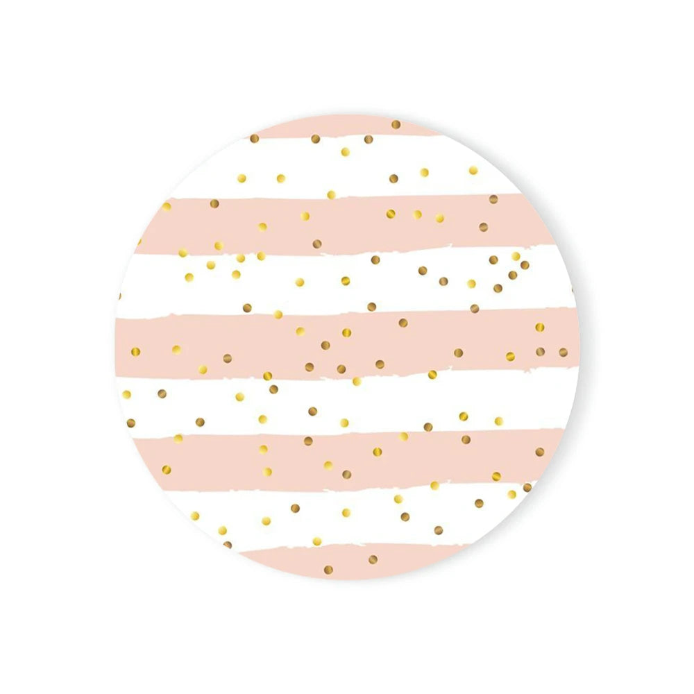 Round Absorbent Ceramic Stone Coaster with Cork Base | Marble Decor