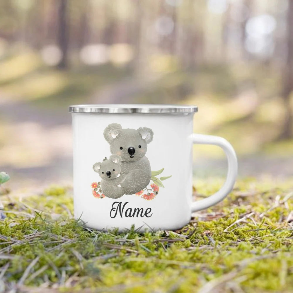 Personalized Animal Name Kids Enamel Mug – Jungle Birthday Gift