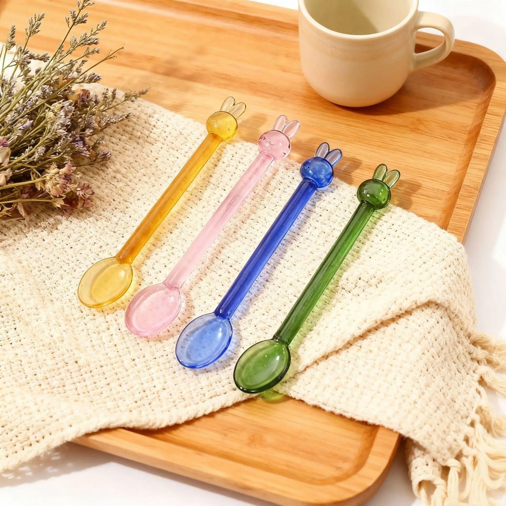 Colorful Glass Long Handle Dessert & Coffee Stirring Spoon