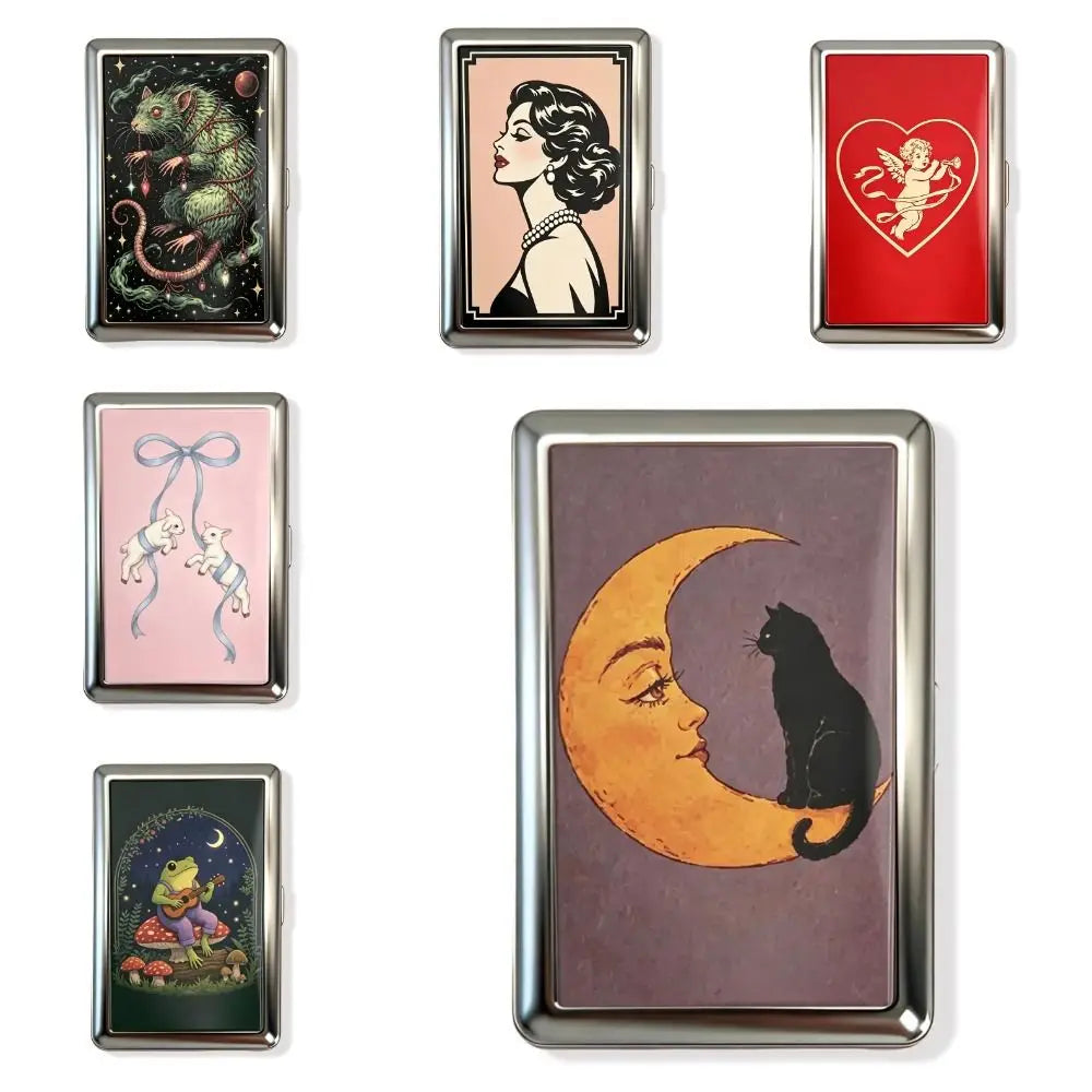 Vintage Metal Card Case – Flip-Open Compact Pocket Holder