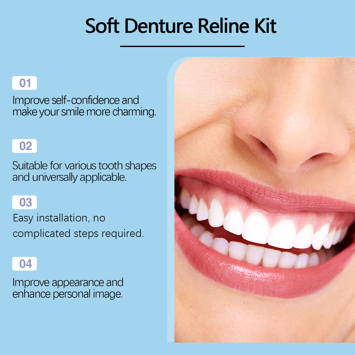 Denture Reline Kit Silicone Soft Liner & Teeth Cover 50g
