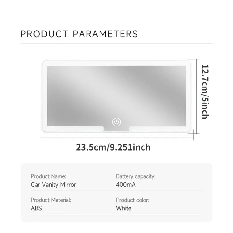 Car Sun Visor LED Vanity Mirror | HD Dimmable Touchscreen